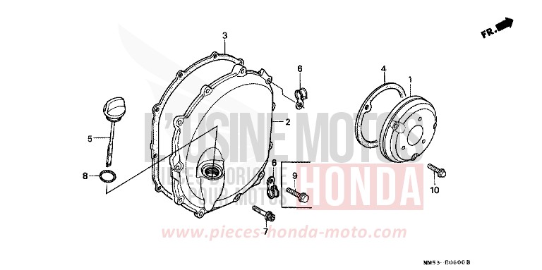 PANNEAU CARTER-MOTEUR D. de CBR1000F PEARL CRYSTAL WHITE (NH193K) 1989