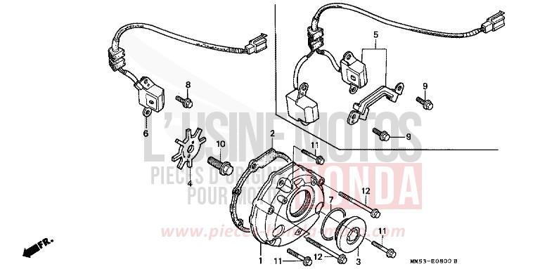PANNEAU CARTER-MOTEUR G. de CBR1000F PEARL CRYSTAL WHITE (NH193K) 1989
