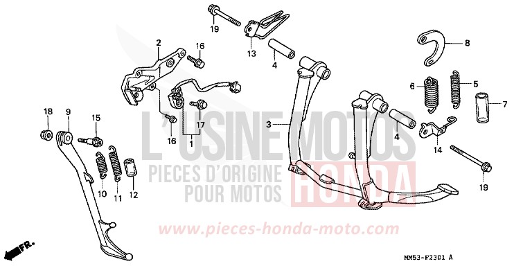 BEQUILLE (CBR1000FK) de CBR1000F PEARL CRYSTAL WHITE (NH193K) 1989