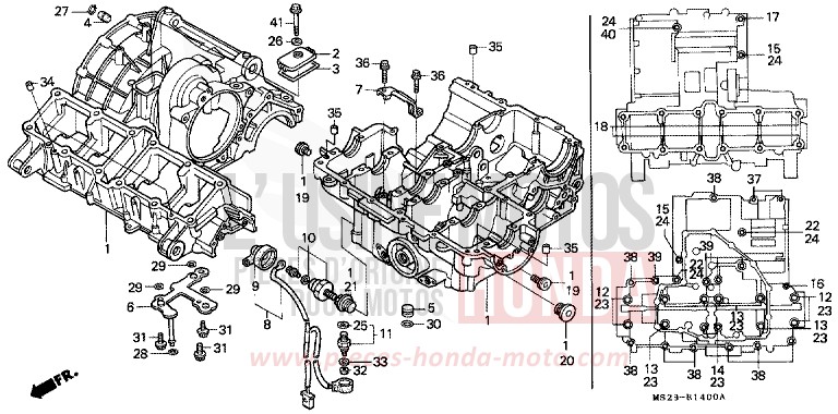 CARTER MOTEUR de CBR1000F PASSION RED (R109A) de 1990