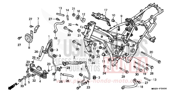 CARROSSERIE DE CHASSIS de CBR1000F PEARL CRYSTAL WHITE (NH193K) 1990