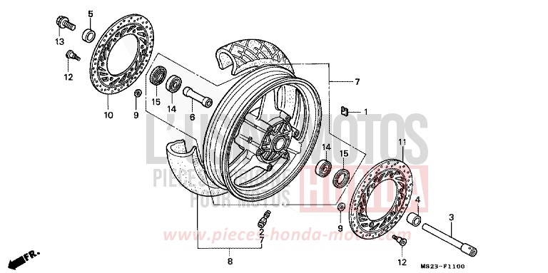 ROUE AVANT de CBR1000F NOIR (NH1K) 1991