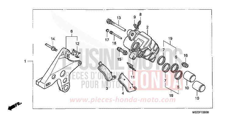 ETRIER DE FREIN ARRIERE de CBR1000F NOIR (NH1K) 1991