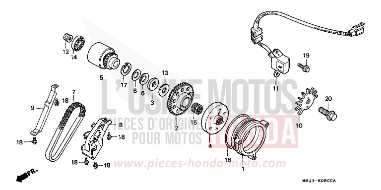 EMBRAYAGE DE DEMARRAGE de CBR1000F PEARL CRYSTAL WHITE (NH193K) 1991