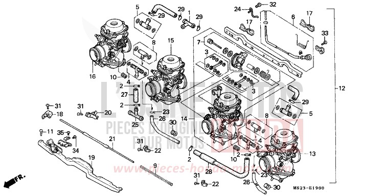 CARBURATEUR (ENS.) de CBR1000F PEARL CRYSTAL WHITE (NH193K) 1991
