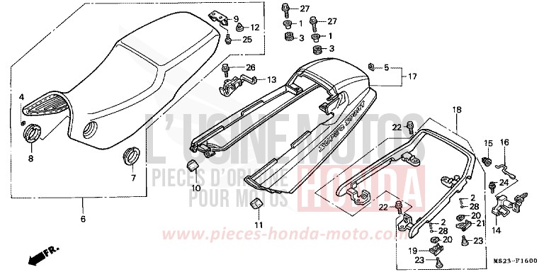 SIEGE/CAPOT ARRIERE de CBR1000F PEARL CRYSTAL WHITE (NH193K) 1991