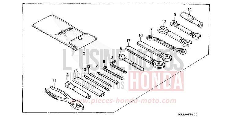 OUTILS de CBR1000F PEARL CRYSTAL WHITE (NH193K) 1991