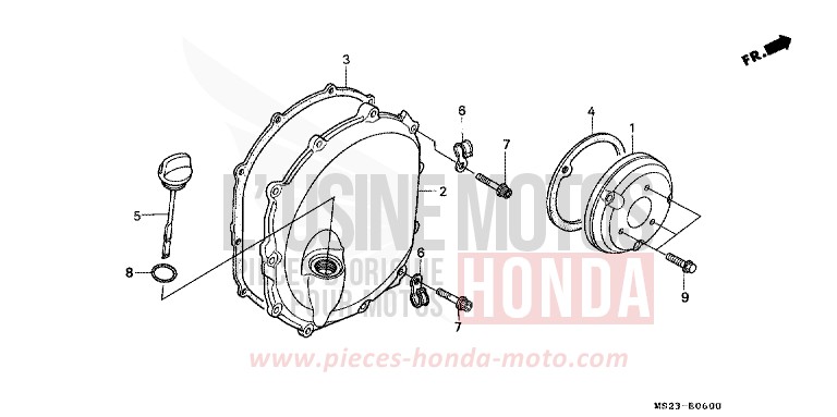 PANNEAU CARTER-MOTEUR D. de CBR1000F BLACK (NH1E) 1992
