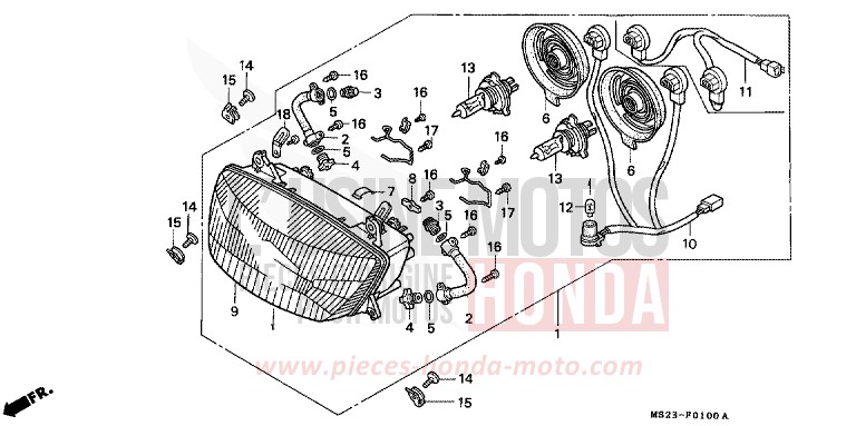 PROJECTEUR de CBR1000F BLACK (NH1E) 1992