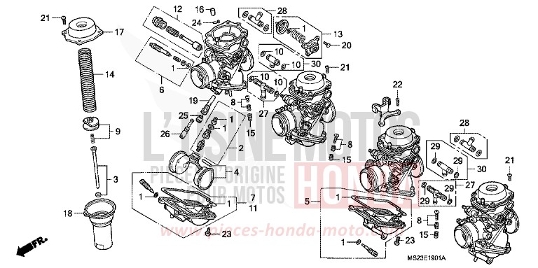 CARBURATEUR (PIECES CONSTITUTIVES) de CBR1000F PEARL CRYSTAL WHITE (NH193K) 1992