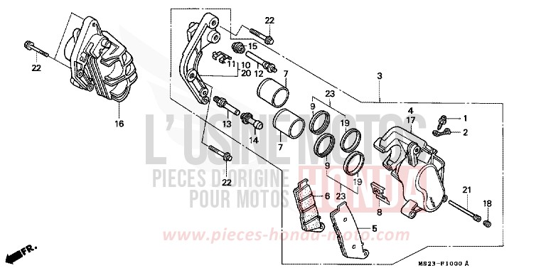 ETRIER DE FREIN AVANT de CBR1000F PEARL CRYSTAL WHITE (NH193K) 1992