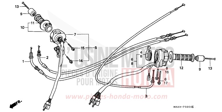 COMMUTATEUR/CABLE de CBR1000F GRANITE BLUE METALLIC-U (PB184D) de 1993