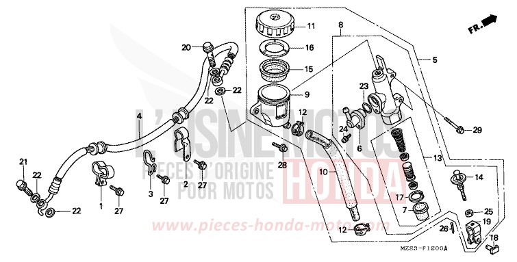 MAITRE-CYLINDRE FREIN AR. CYLINDRE de CBR1000F GRANITE BLUE METALLIC-U (PB184D) de 1993