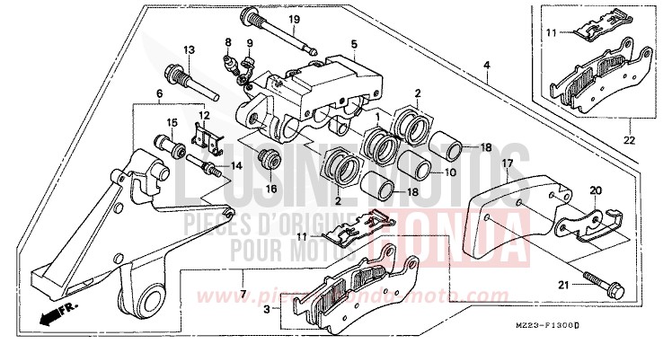 ETRIER DE FREIN ARRIERE de CBR1000F GRANITE BLUE METALLIC-U (PB184D) de 1993