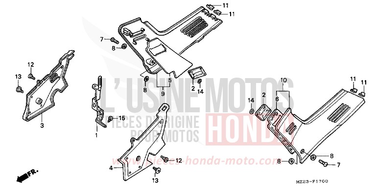 COUVERCLE LATERAL de CBR1000F GRANITE BLUE METALLIC-U (PB184D) de 1993