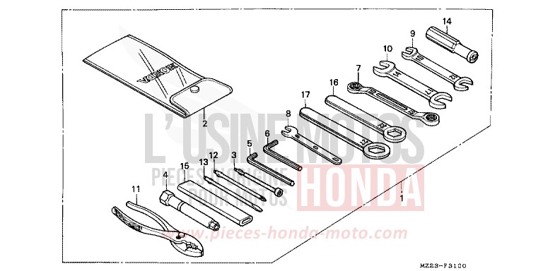 OUTILS de CBR1000F PEARL CRYSTAL WHITE (NH193H) 1993