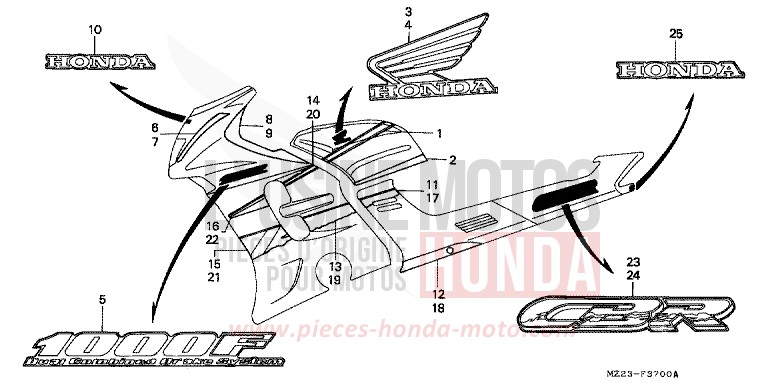 RAYURE/MARQUE (1) de CBR1000F PEARL CRYSTAL WHITE (NH193H) 1993
