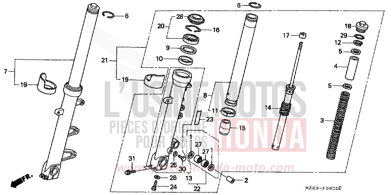 FOURCHETTE AVANT de CBR1000F NOIR (NH1D) 1994
