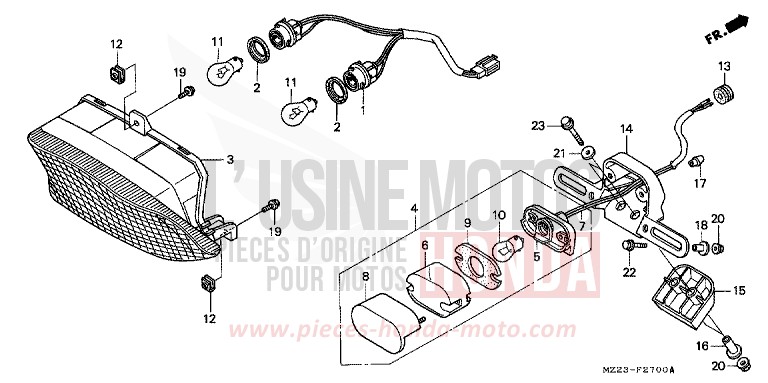 FEU ARRIERE de CBR1000F NOIR (NH1D) 1994