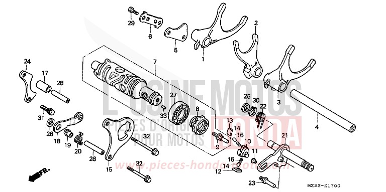 BARILLET DE SELECTION de CBR1000F MAGNA RED (R201A) 1994