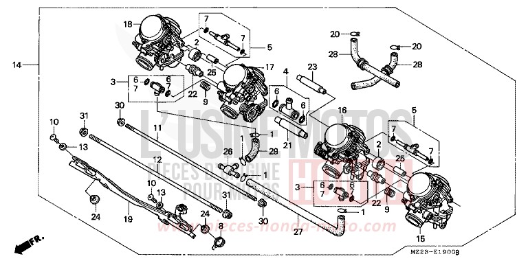 CARBURATEUR (ENS.) de CBR1000F MAURITANIA VIOLET METALLIC (RP138B) de 1994