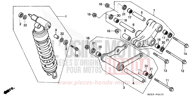 COUSSIN ARRIERE de CBR1000F MAGNA RED (R201A) 1995