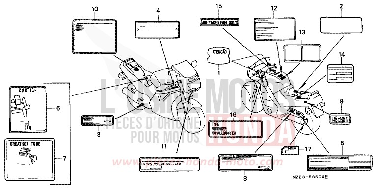 ETIQUETTE DE PRECAUTIONS de CBR1000F MAGNA RED (R201A) 1996