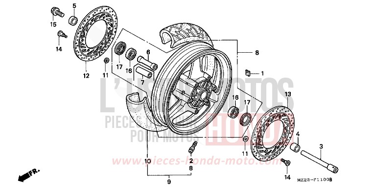 ROUE AVANT de CBR1000F NOIR (NH1DA) de 1997