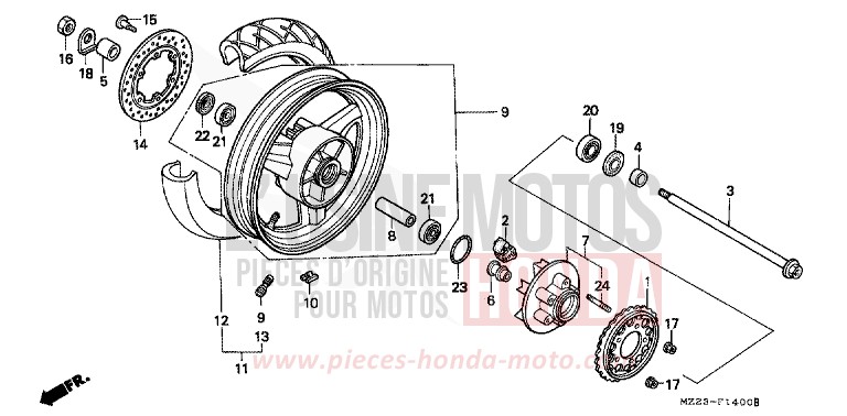 ROUE ARRIERE de CBR1000F NOIR (NH1DA) de 1997