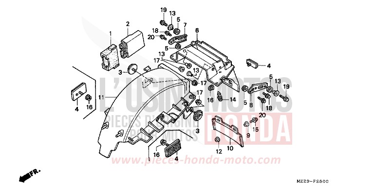 GARDE-BOUE ARRIERE de CBR1000F NOIR (NH1DA) de 1997