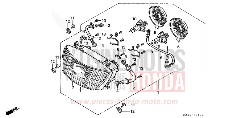 PROJECTEUR (1) de CBR1000F CANDY GLORY RED-U (R101E) 1997