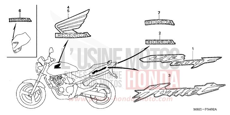 MARQUE (CB600F3/4/5/6) de Hornet INTERSTELLAR BLACK METALLIC (NHA12) 2005