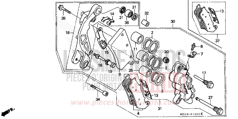 ETRIER DE FREIN AVANT (1) de CBR1000F MUTE BLACK METALLIC (NH359) 1999