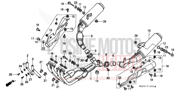 SILENCIEUX D'ECHAPPEMENT de CBR1000F MUTE BLACK METALLIC (NH359) 1999