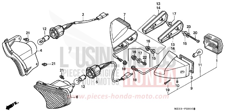 CLIGNOTANT de CBR1000F MUTE BLACK METALLIC (NH359) 1999