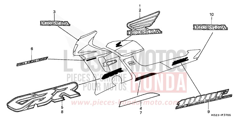 RAYURE/MARQUE (7) de CBR1000F MUTE BLACK METALLIC (NH359) 1999