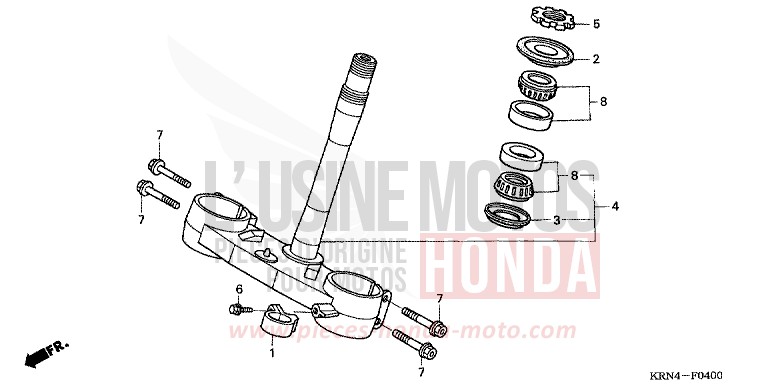 TIGE DE DIRECTION (CRF250R4/5/6/7) de CRF250R EXTREME RED (R292) 2004