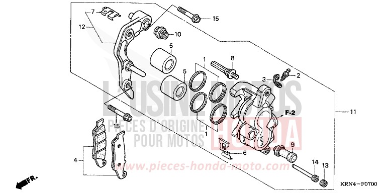 ETRIER DE FREIN AVANT de CRF250R EXTREME RED (R292) 2004