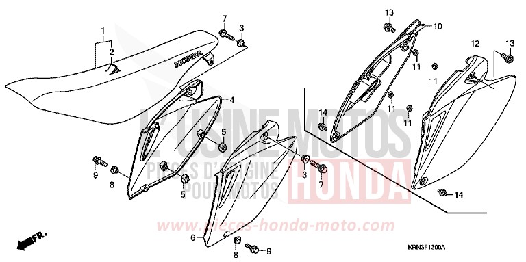 SIEGE/COUVERCLE LATERAL de CRF250R EXTREME RED (R292) 2004