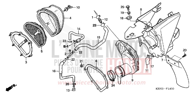 FILTRE A AIR (CRF250R4/5) de CRF250R EXTREME RED (R292) 2004