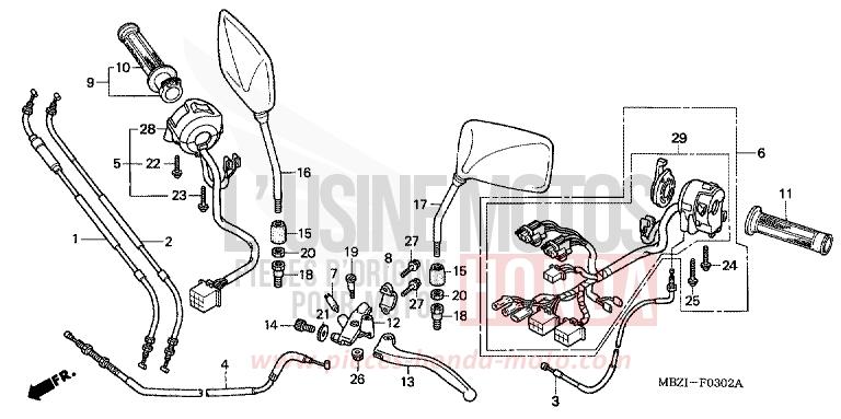 LEVIER DE GUIDON/COMMUTATEUR/ CABLE (CB600F3/4/5/6) de Hornet MAT SATIN BLUE METALLIC (B186) 2005