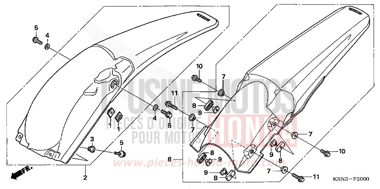 GARDE-BOUE ARRIERE de CRF250R EXTREME RED (R292) 2004