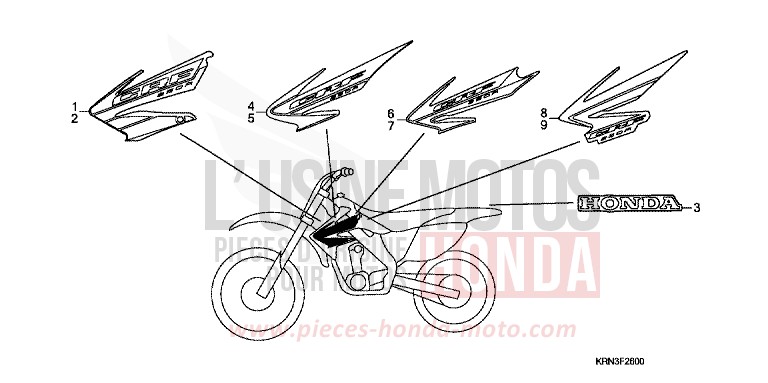 MARQUE (CRF250R4/5/6/7) de CRF250R EXTREME RED (R292) 2005
