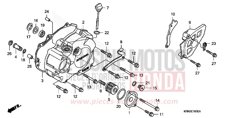 COUVERCLE CARTER MOTEUR GAUCHE de CRF250R EXTREME RED (R292) 2007