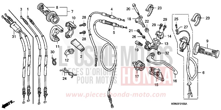 LEVIER DE GUIDON/COMMUTATEUR/CABLE de CRF250R EXTREME RED (R292) 2007