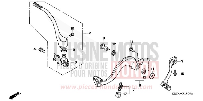 PEDALE/BIE. DE DEMARREUR DE KICK de CRF250R EXTREME RED (R292) 2007