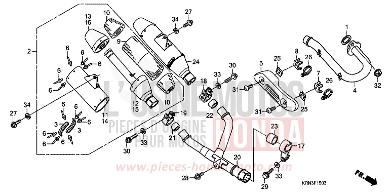 SILENCIEUX D'ECHAPPEMENT (CRF250R7/8/9) de CRF250R EXTREME RED (R292) 2008