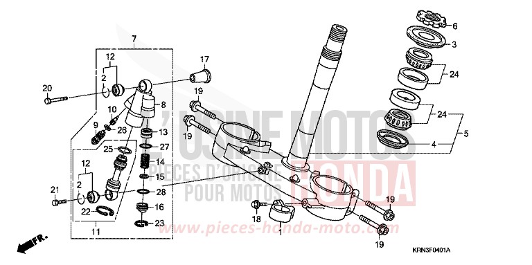 TIGE DE DIRECTION (CRF250R8/9)/AMORTIS. DIRECTION de CRF250R NOIR (NH1) 2009