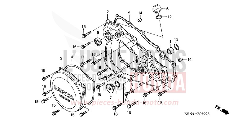 COUVERCLE D. DE CARTER MOTEUR de CRF250R EXTREME RED (R292) de 2009