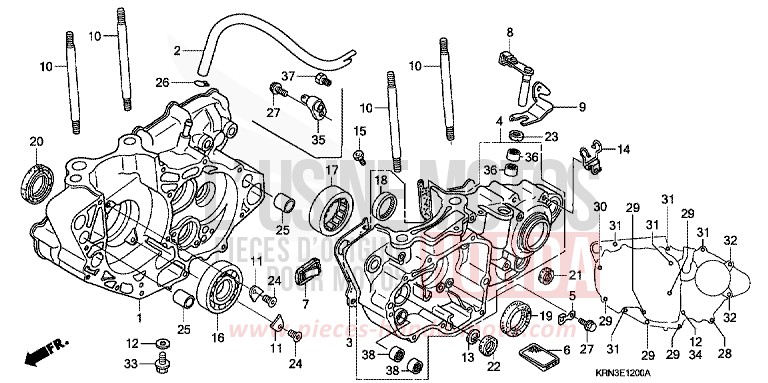 CARTER MOTEUR de CRF250R EXTREME RED (R292) de 2009